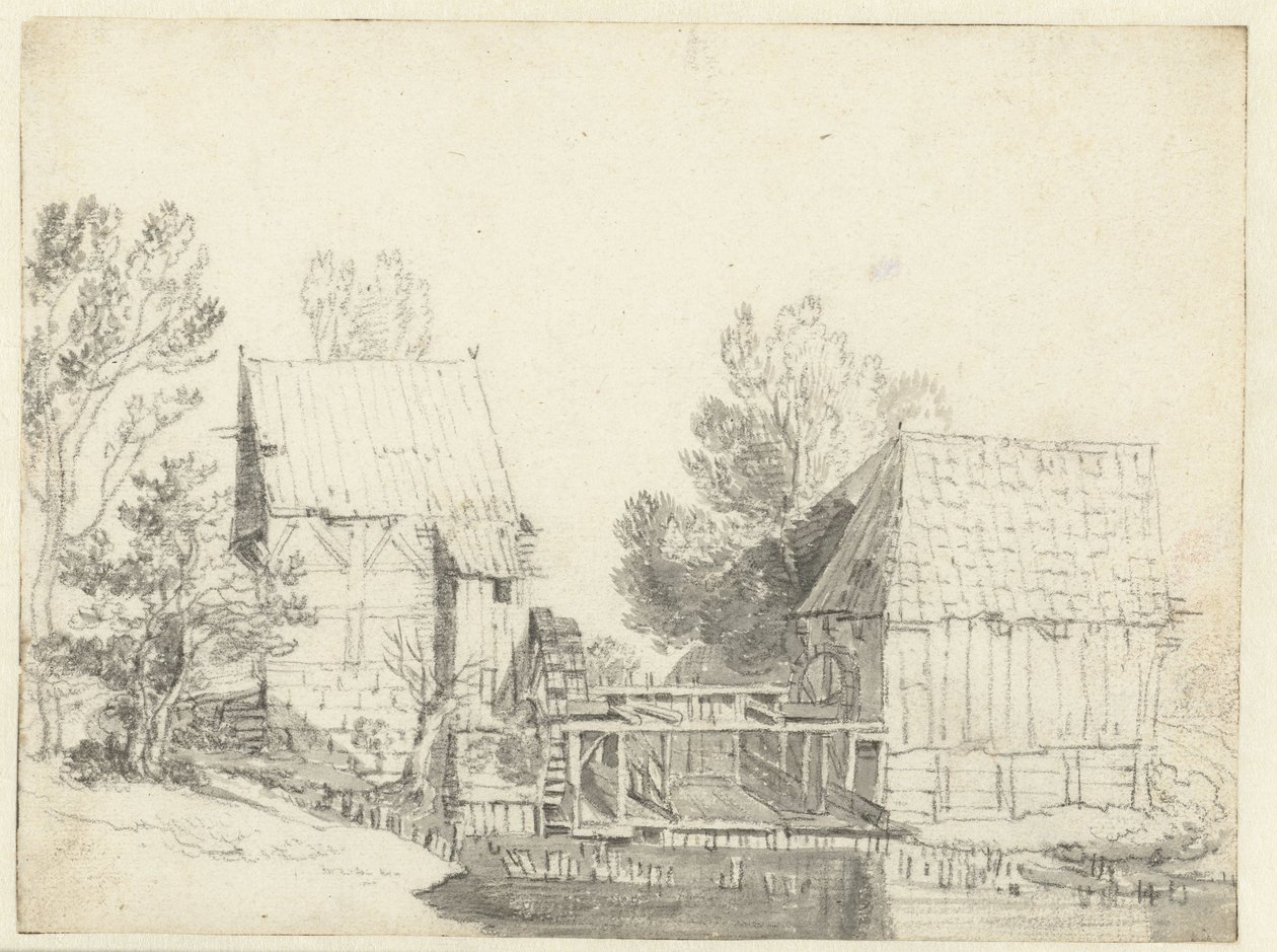 Ansicht von zwei Wassermühlen von Jacob Isaacksz van Ruisdael (school of)