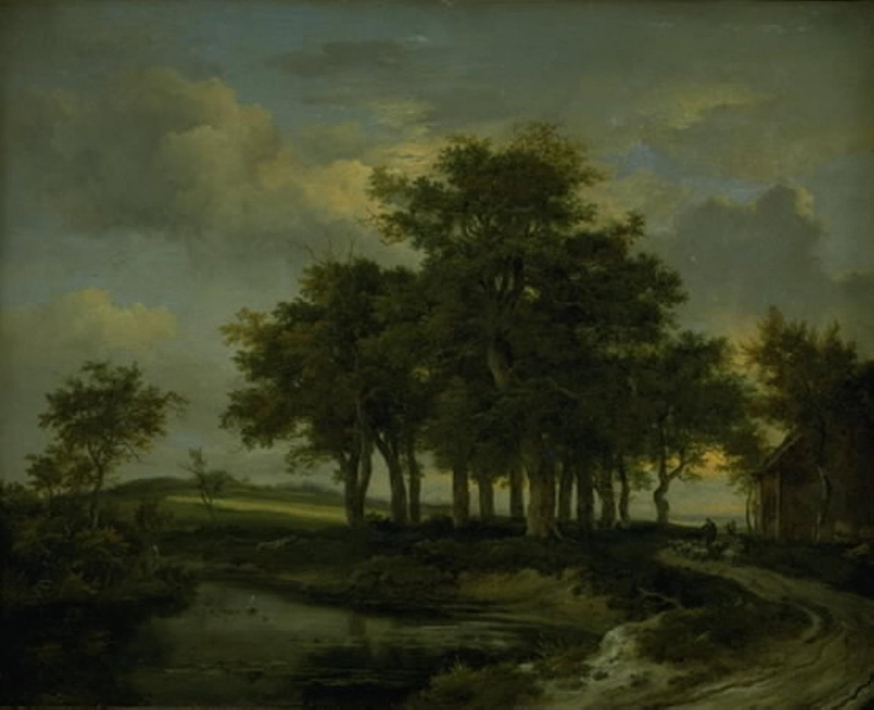 Eichenbäume an einer Straße, Abend von Jacob van Ruisdael
