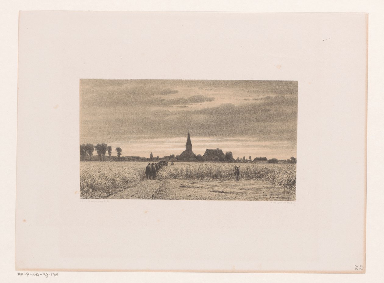 Begräbniszug in einem Kornfeld von Jacob Jan van der Maaten