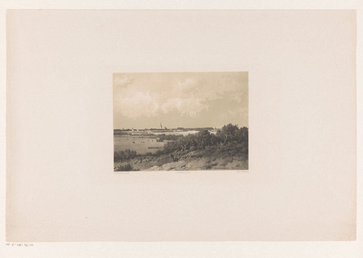 Landschaft mit Dorf am Horizont von Jacob Jan van der Maaten