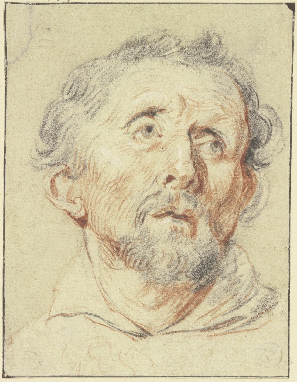 Alter Mann von vorne, in die Höhe blickend von Jacob Jordaens