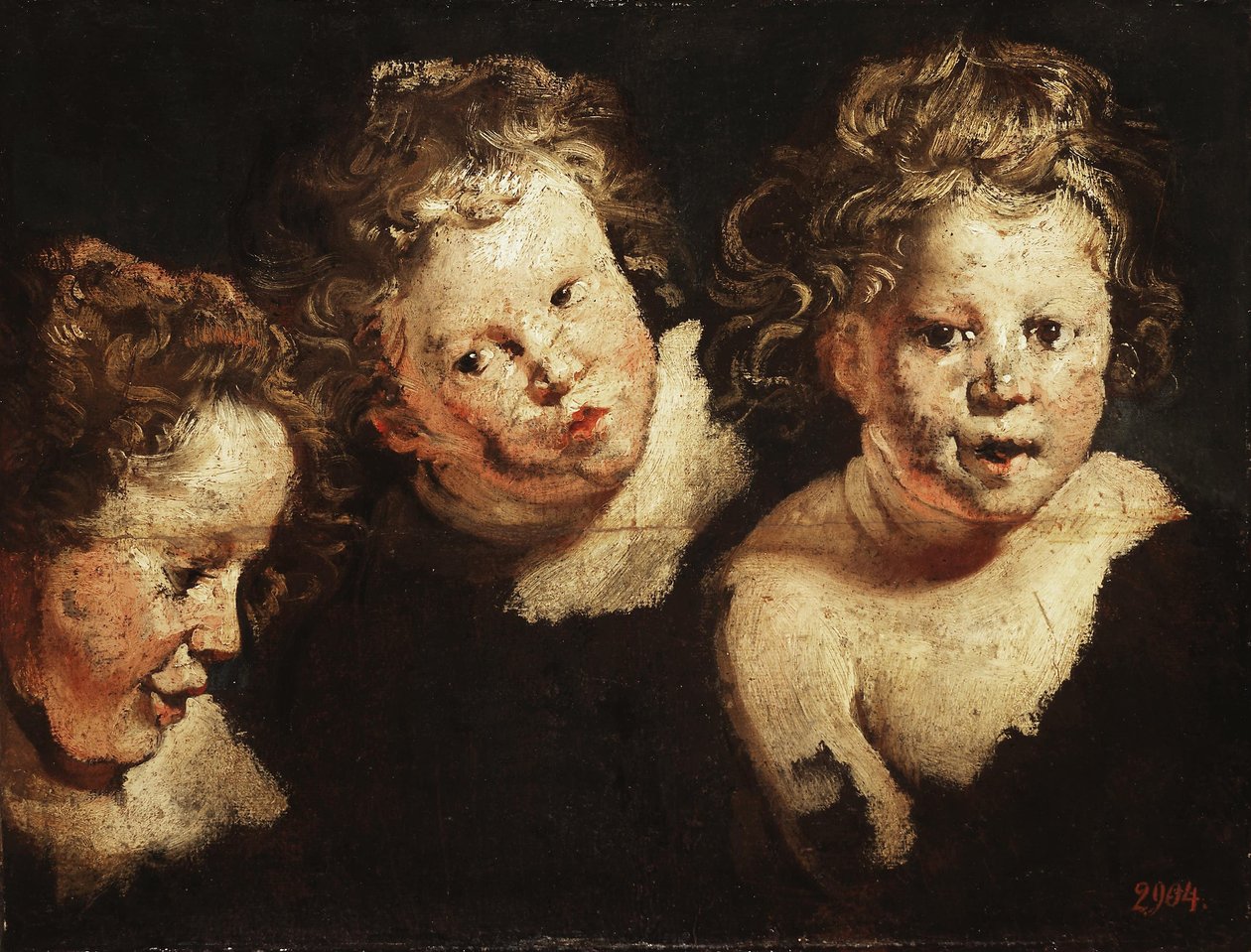 Drei Studien eines Kinderkopfes von Jacob Jordaens
