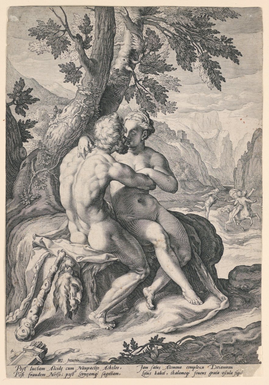 Herkules und Dejanira, aus einer Serie der Liebesgeschichten der Götter von Jacob Matham