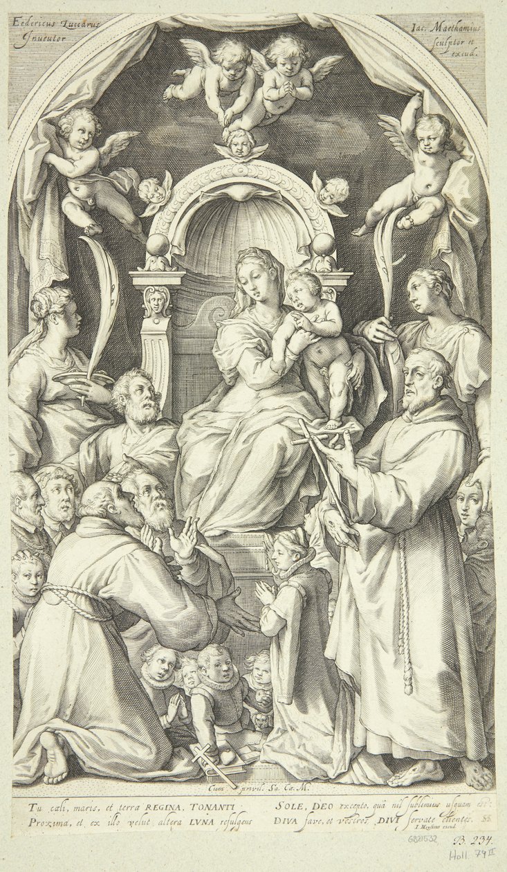 Maria und das Kind mit Mäzenen und Heiligen (Heilige Lucia, Katharina von Alexandria, Franz von Assisi und Mitglieder der Zuccaro-Familie) von Jacob Matham