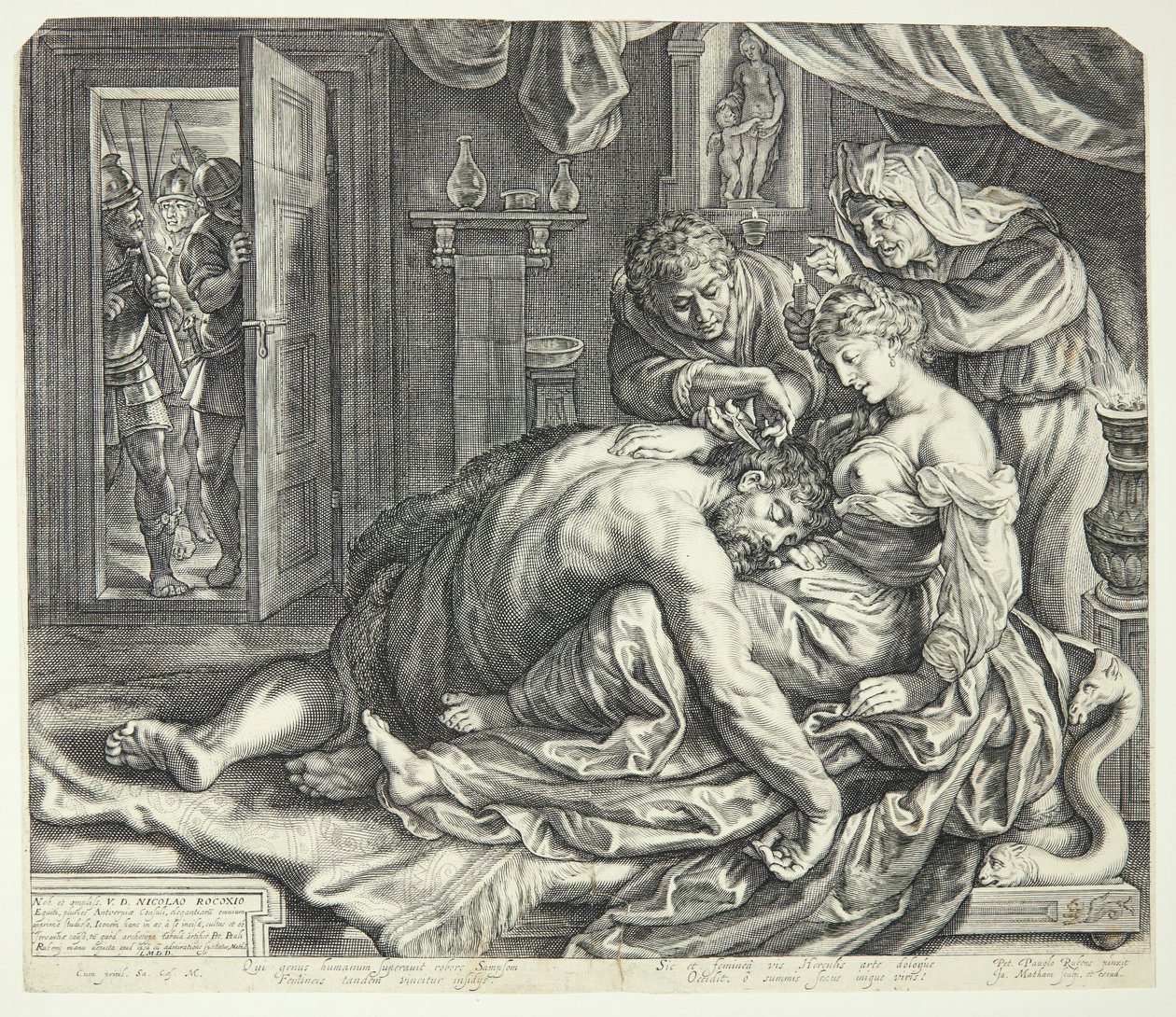 Samson schläft in Delilas Schoß von Jacob Matham