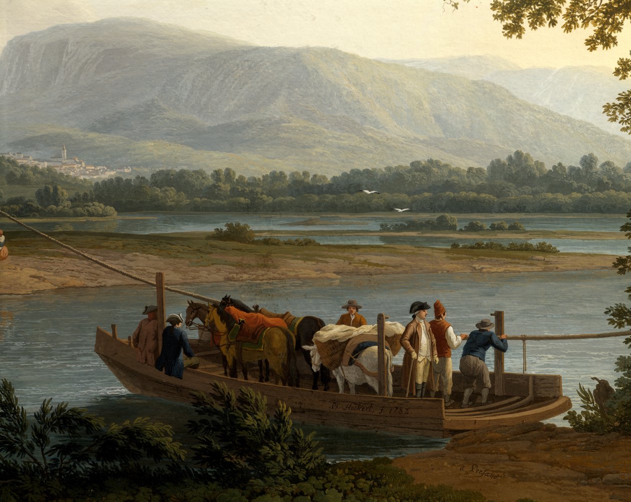 Fähre auf dem Sele von Jacob Philippe Hackert