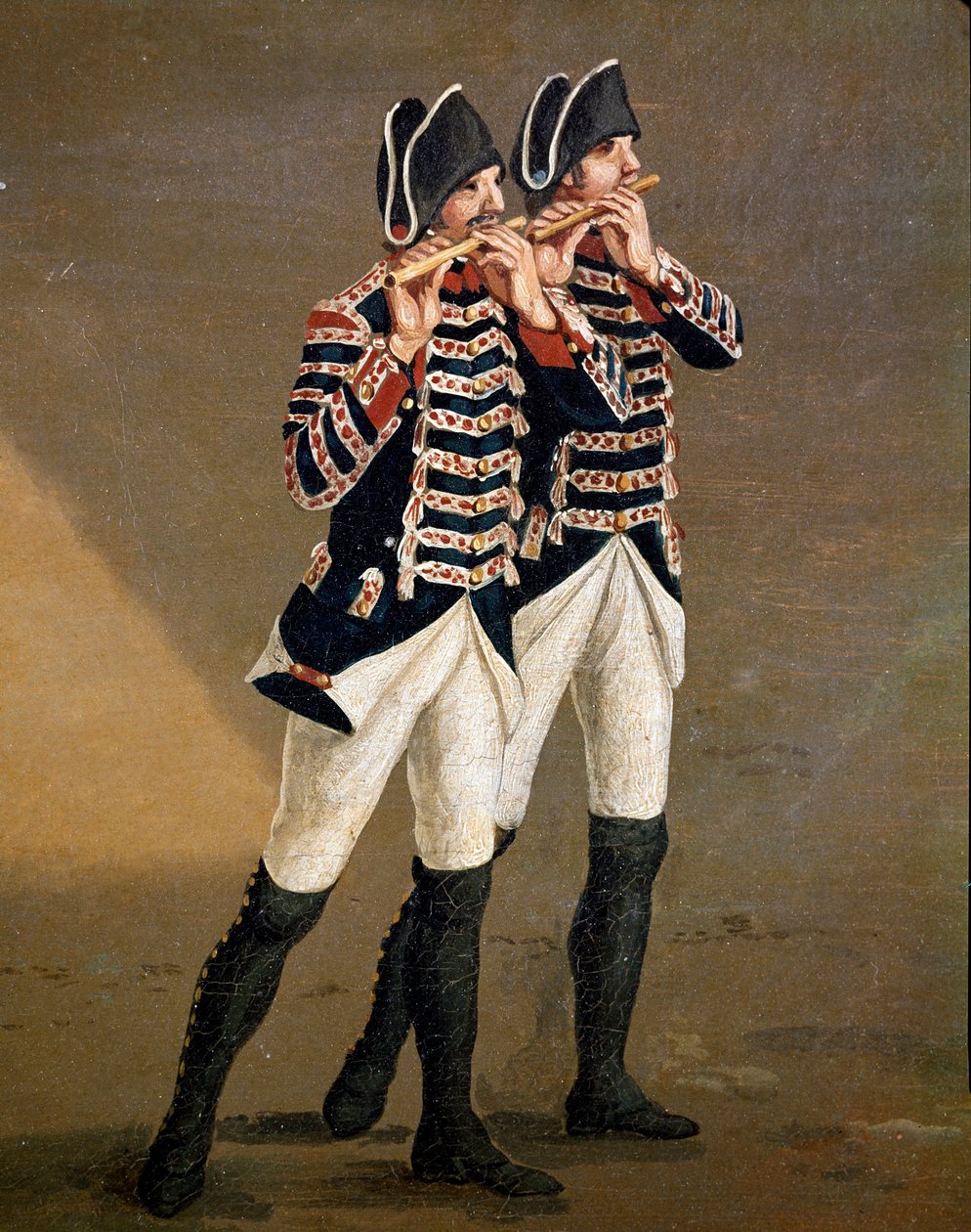 Musiker des Bourbon-Orchesters (Detail) von Jacob-Philippe Hackert
