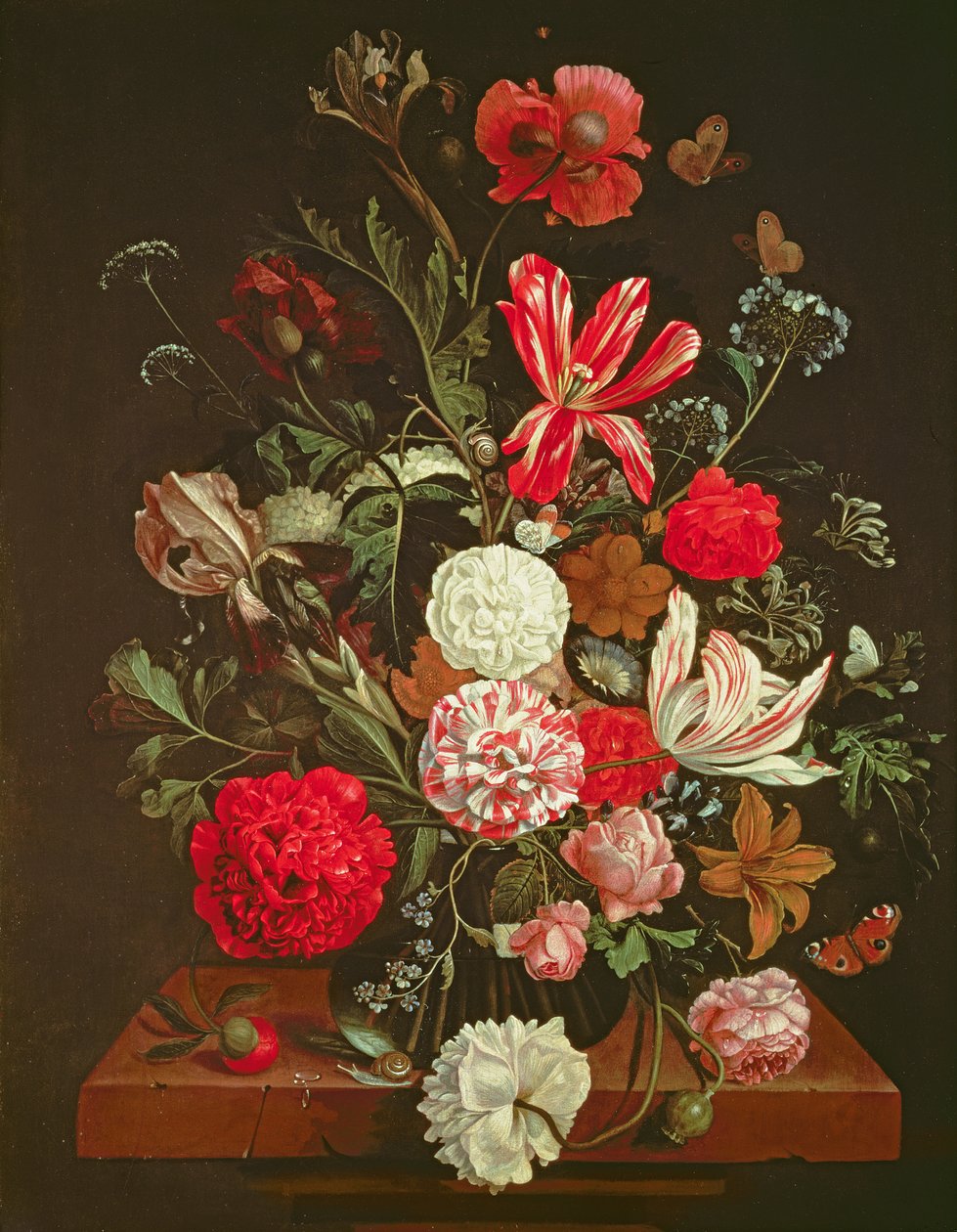 Stillleben mit Blumen in einer Glasvase, 17. Jahrhundert von Jacob Rootius