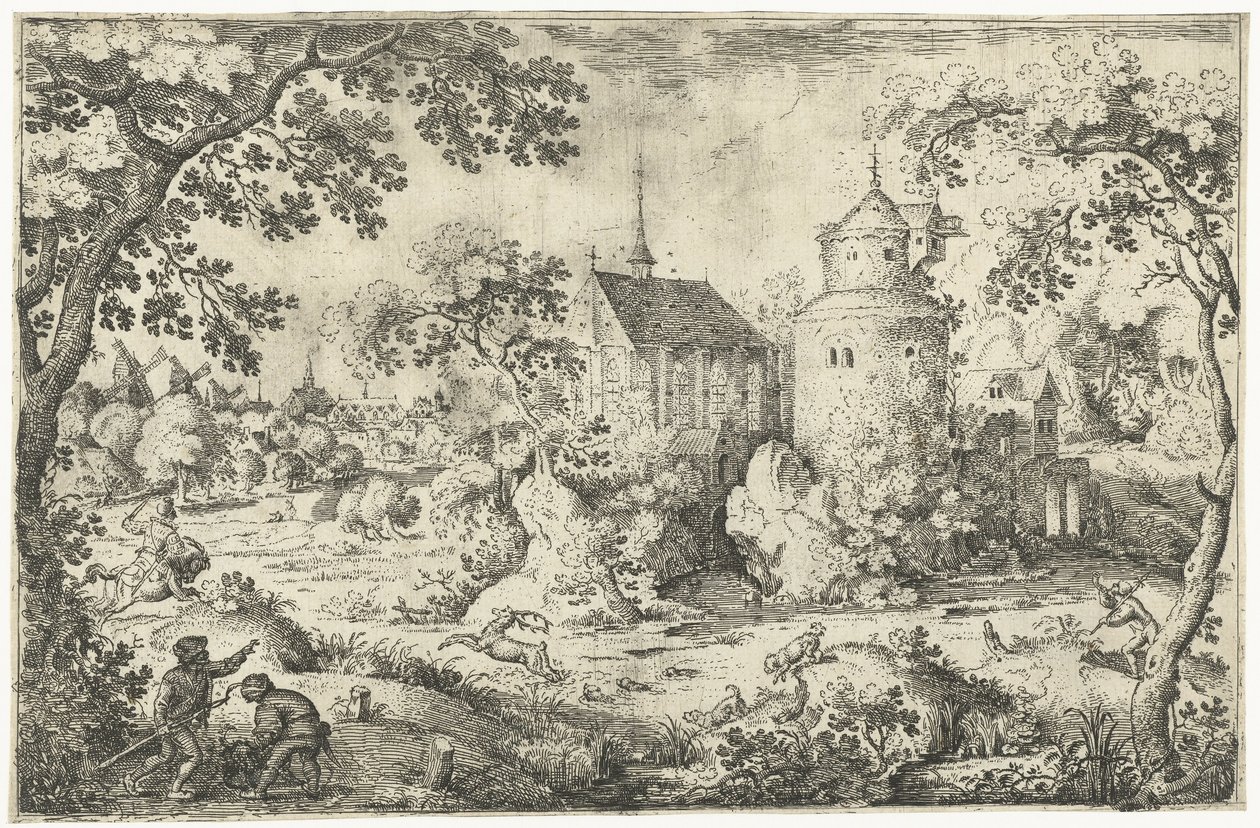 Hirschjagd bei einer Kapelle von Jacob Savery (I)