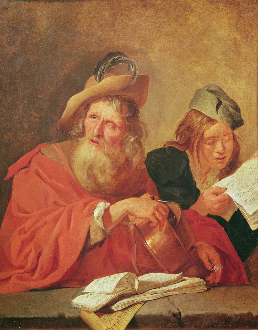Der Drehorgelspieler, 1678 von Jacob Toorenvliet
