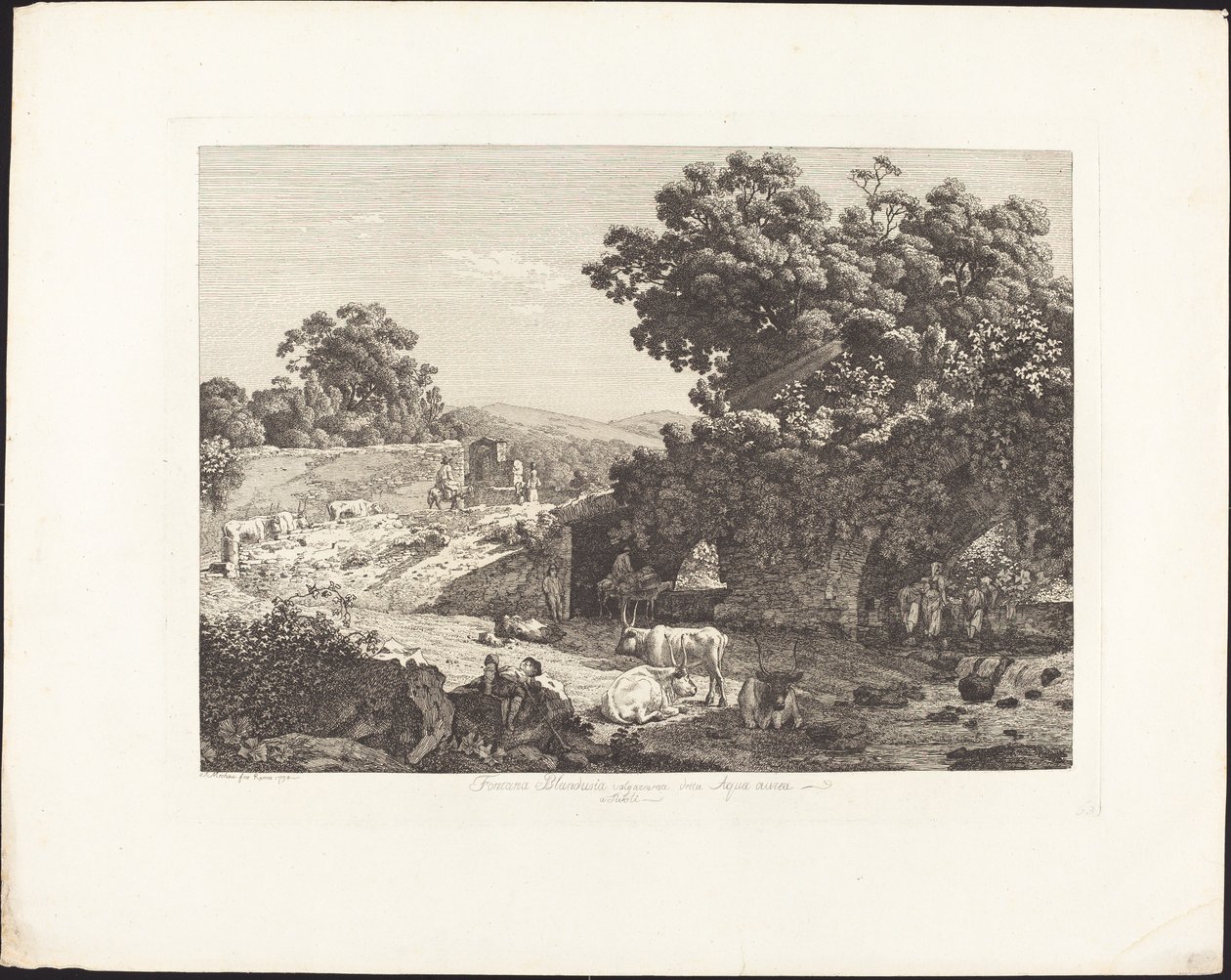 Fontana Blandusia, volkstümlich Acquoria in Tivoli genannt von Jacob Wilhelm Mechau