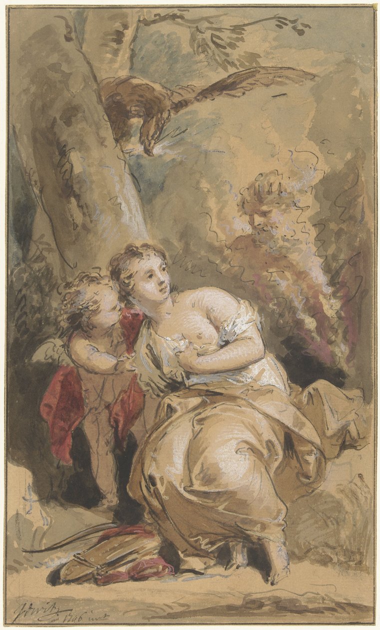 Callisto, Amor und Jupiter mit dem Adler von Jacob de Wit