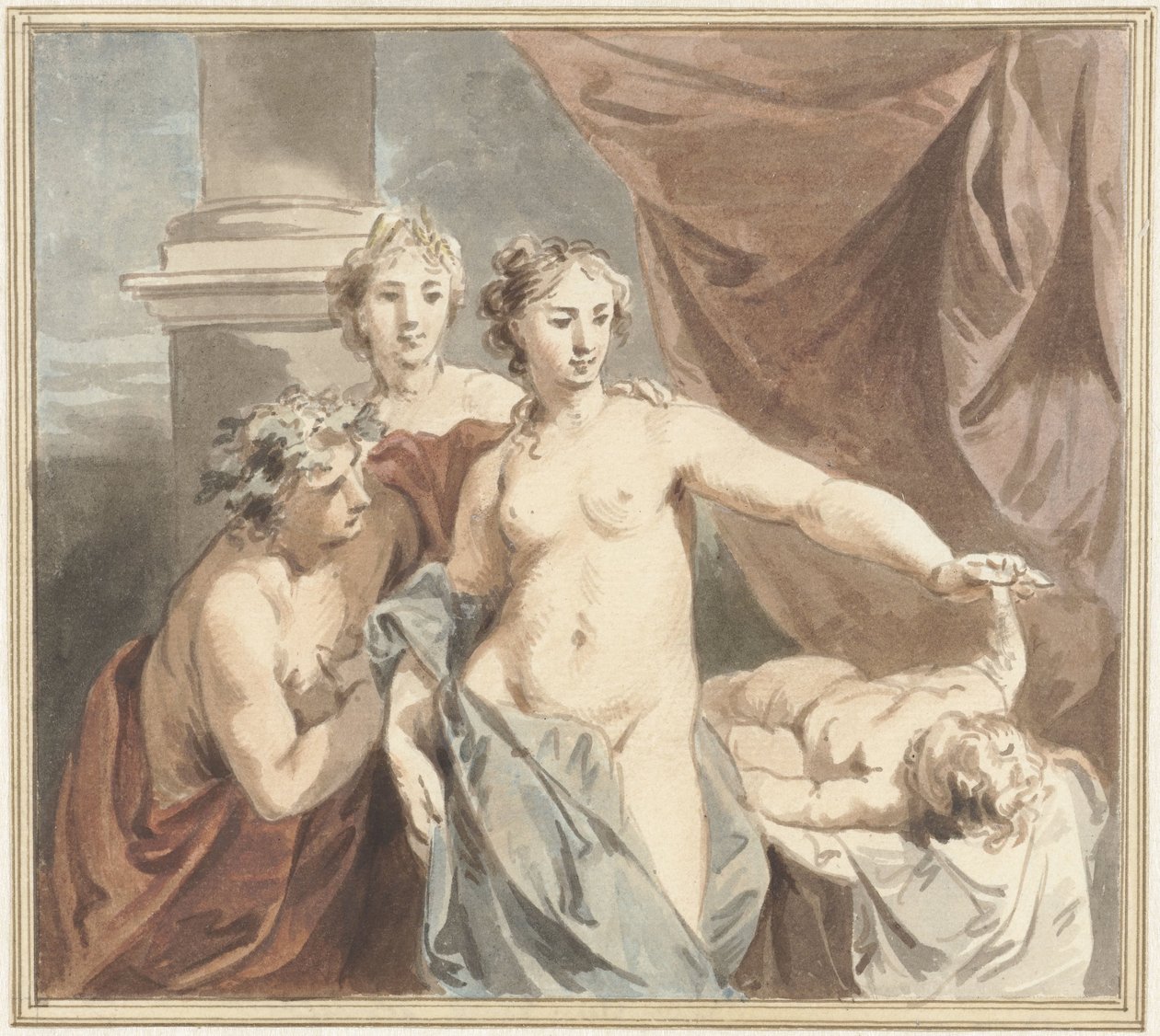 Ceres, Venus, Bacchus und schlafender Amor von Jacob de Wit