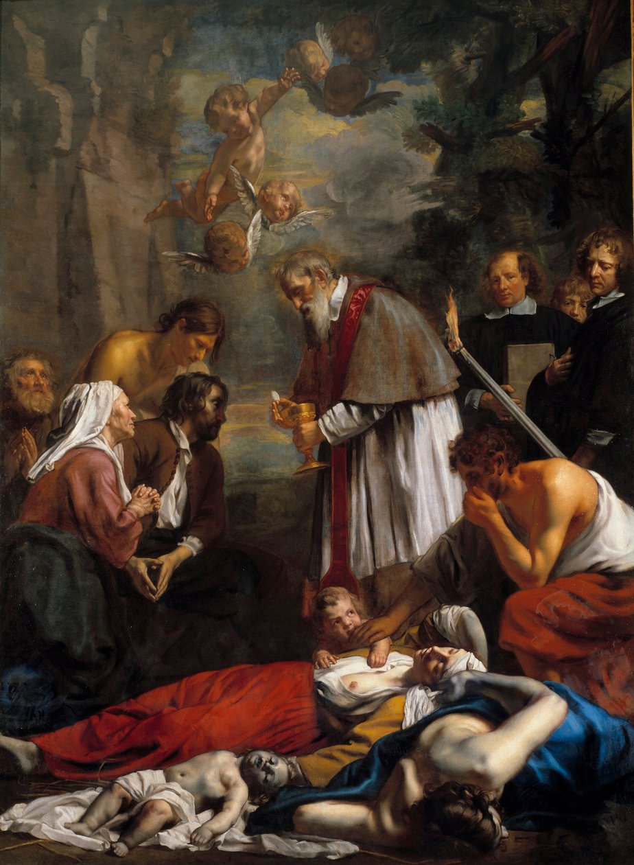 Heiliger Macaire von Gent rettet Pestkranke von Jacob the Younger Van Oost