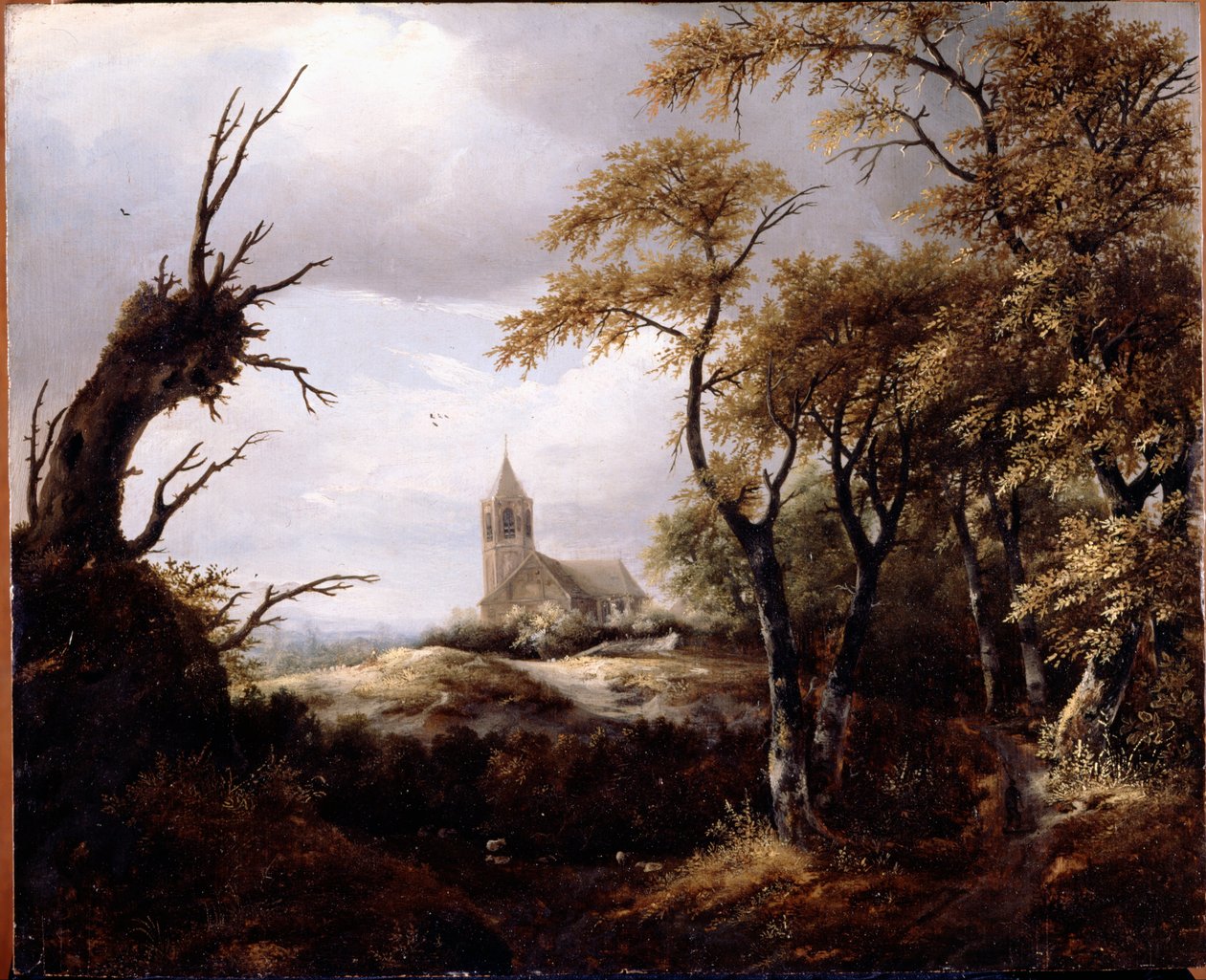 Landschaft mit Kirche von Jacob van Ruisdael