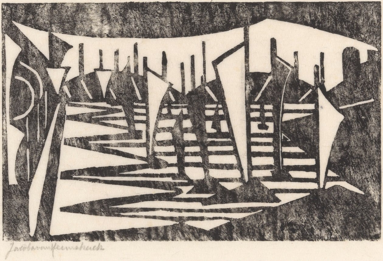 Komposition (Boote in einem Hafen) von Jacoba van Heemskerck (signed by artist)