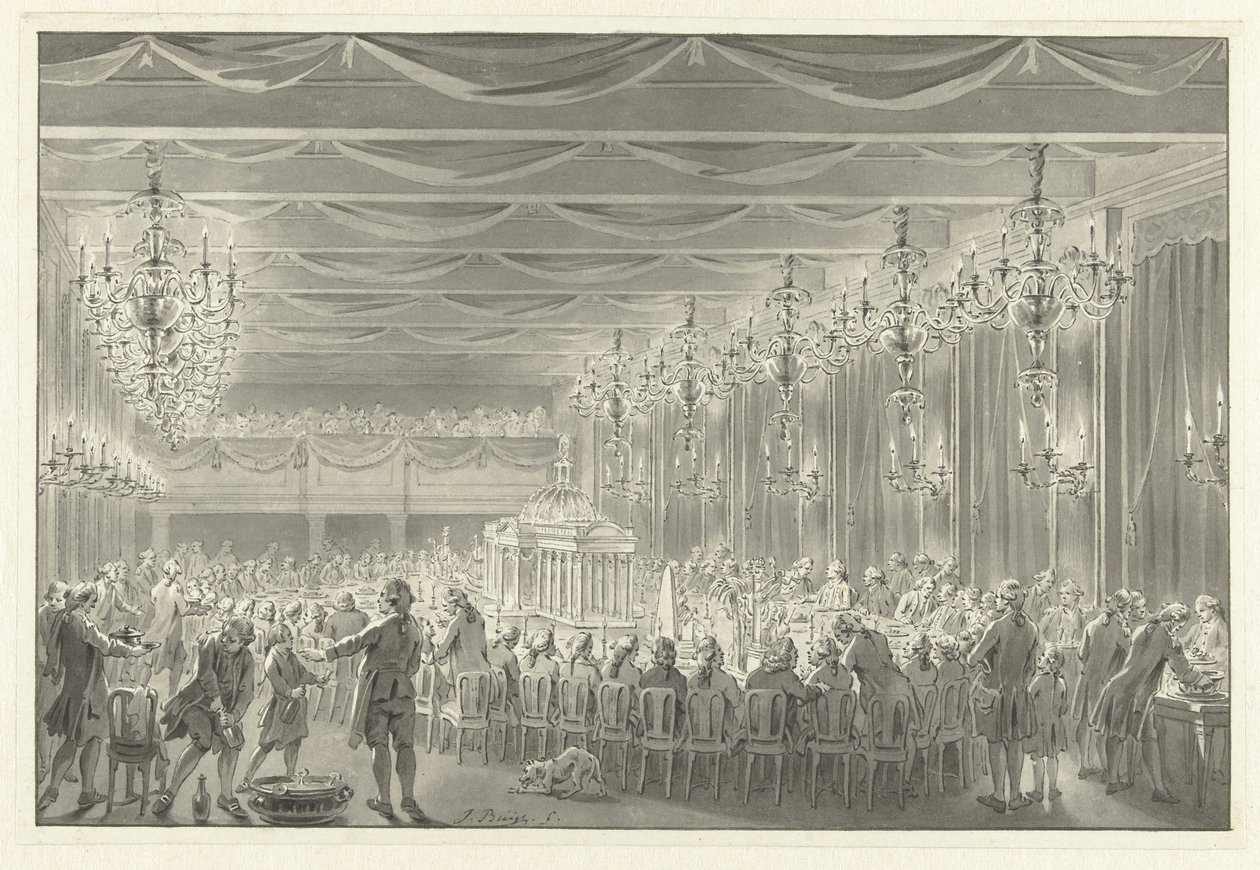 Allianzmahlzeit in Amsterdam, 1786 von Jacobus Buys (signed by artist)