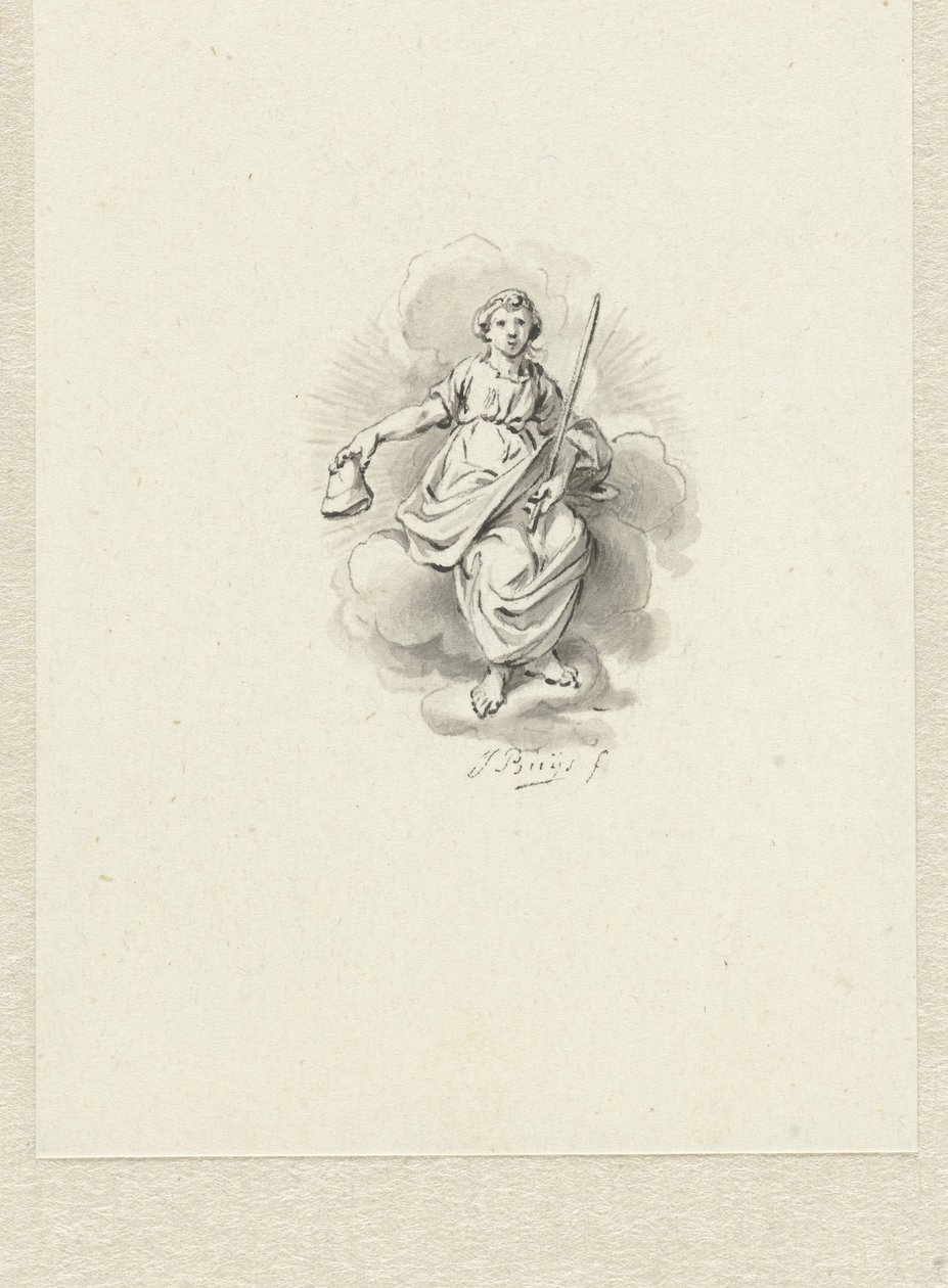 Sitzende allegorische Frauenfigur auf den Wolken von Jacobus Buys
