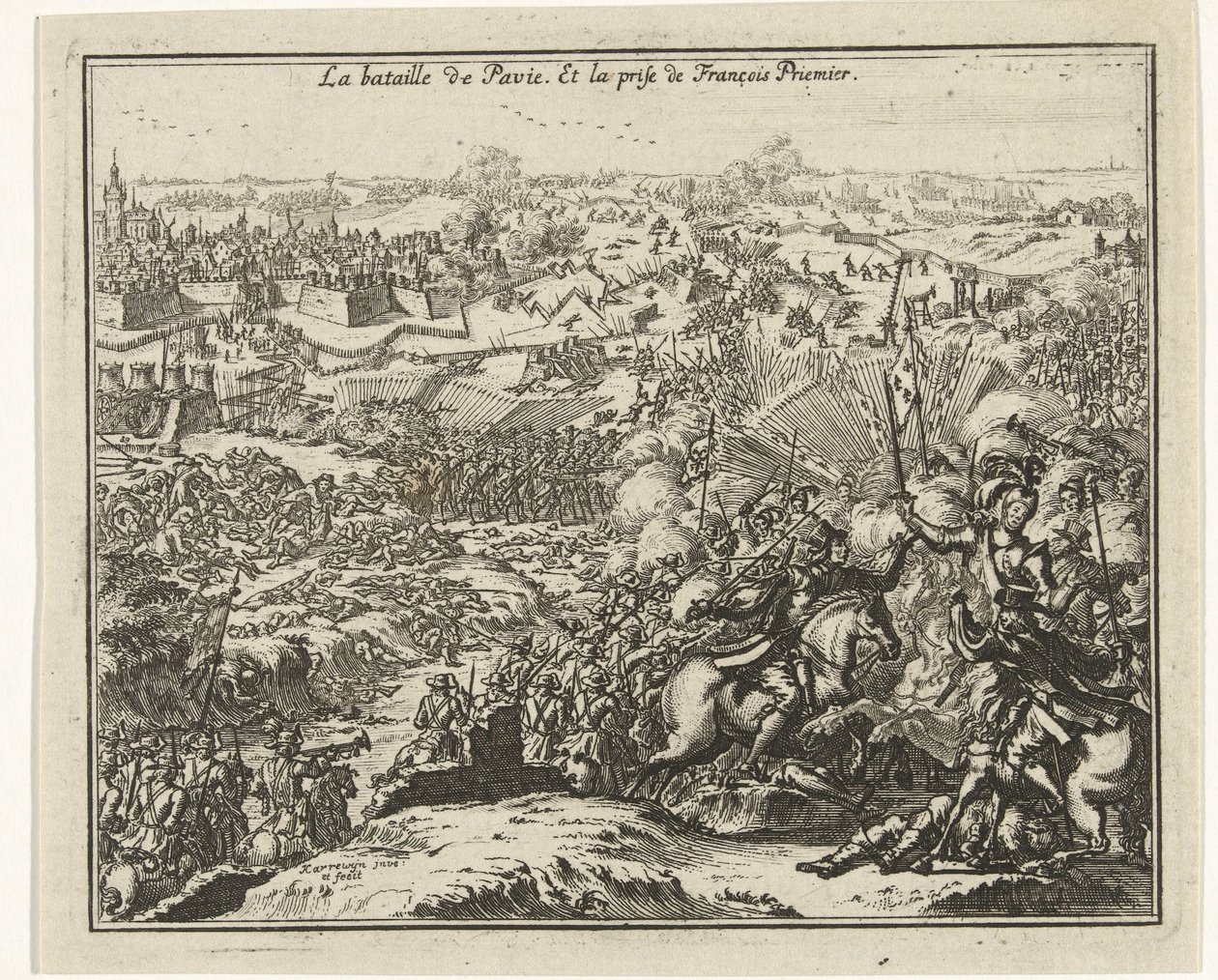 Schlacht bei Pavia, Gefangennahme von Franz I., König von Frankreich von Jacobus Harrewijn
