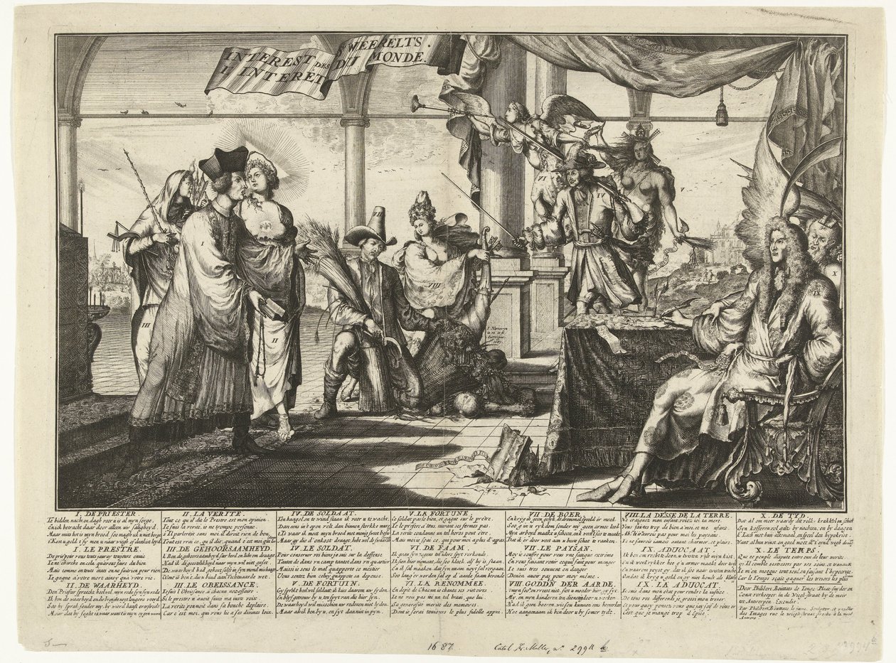 Karikatur auf die Anwaltschaft, die vom Streit der Menschen profitiert, 1687 von Jacobus Harrewijn