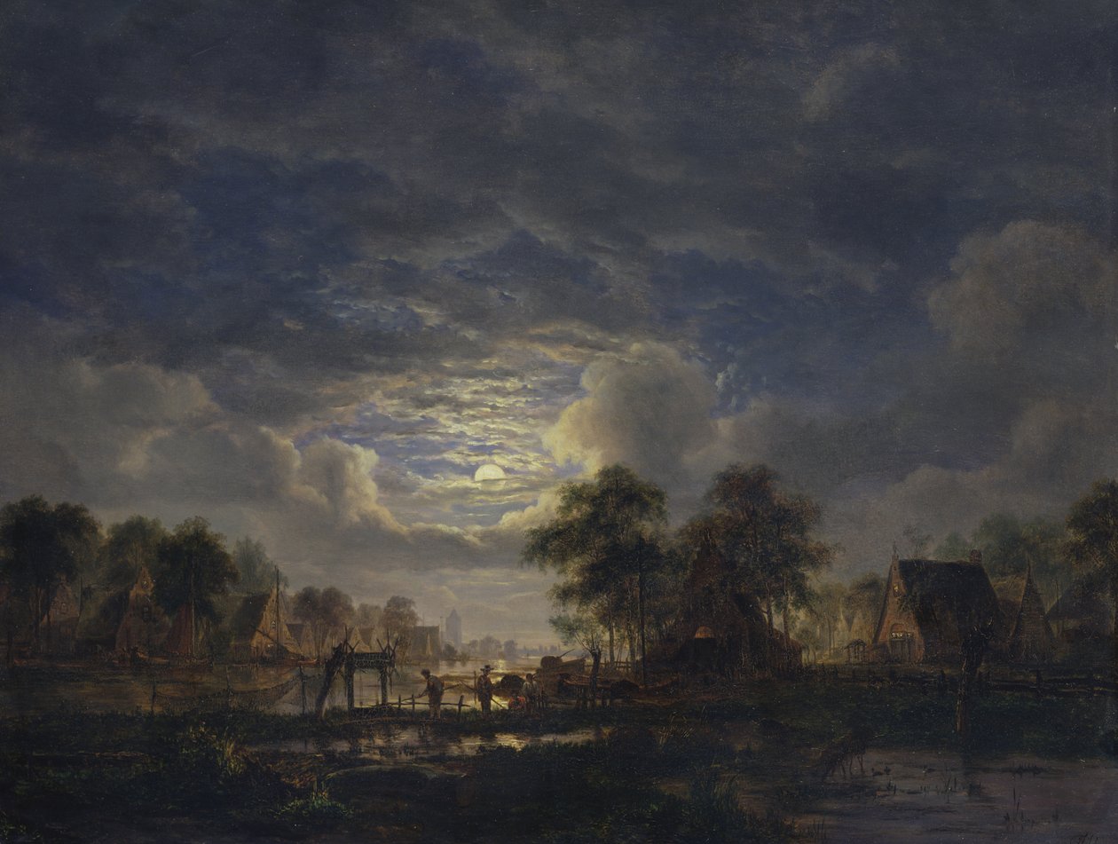 Dorf an einem Kanal, 1840 von Jacobus Theodorus Abels