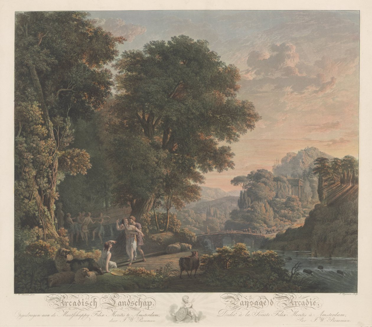 Arkadische Landschaft mit tanzenden Figuren von Jacobus Wijsman