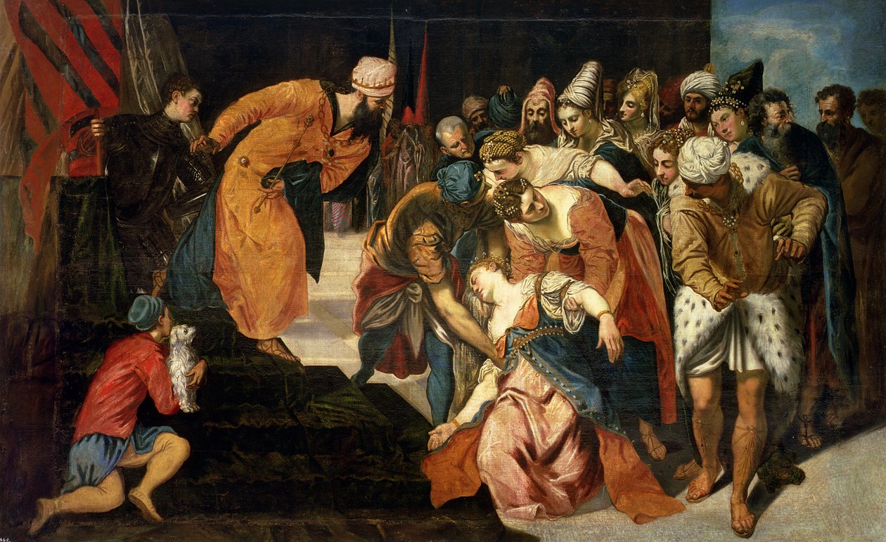 Esther vor Ahasverus, 1548 von Jacopo Robusti Tintoretto