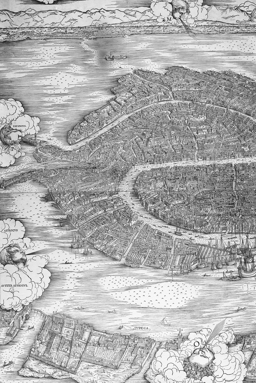 Grande Pianta Prospettica - Venedig, ca. 1500 (linke Seite) von Jacopo de Barbari