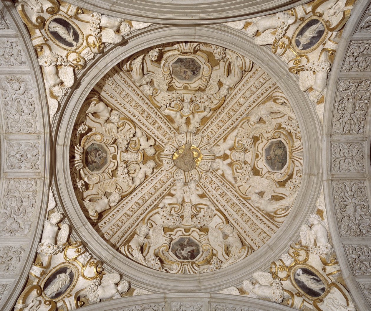 Detail der Decke in der Sansovino-Galerie, Venedig von Jacopo (1486 1570) Sansovino