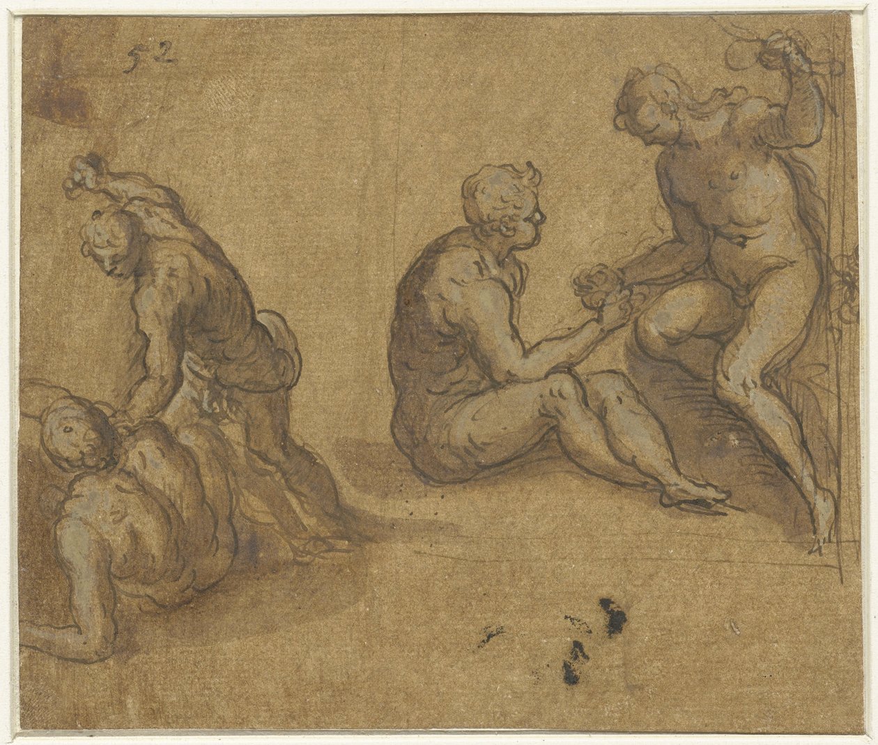 Adam und Eva unter dem Baum und Kain, der Abel tötet von Jacopo Palma (il Giovane)