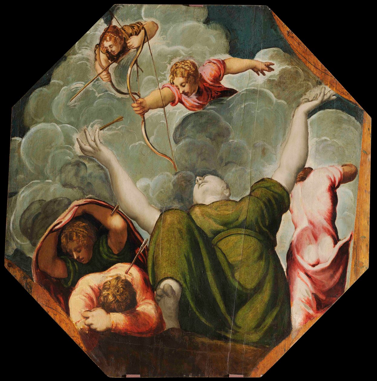 Apollo und Diana bestrafen Niobe, indem sie ihre Kinder töten, ca. 1541 von Jacopo Robusti Tintoretto