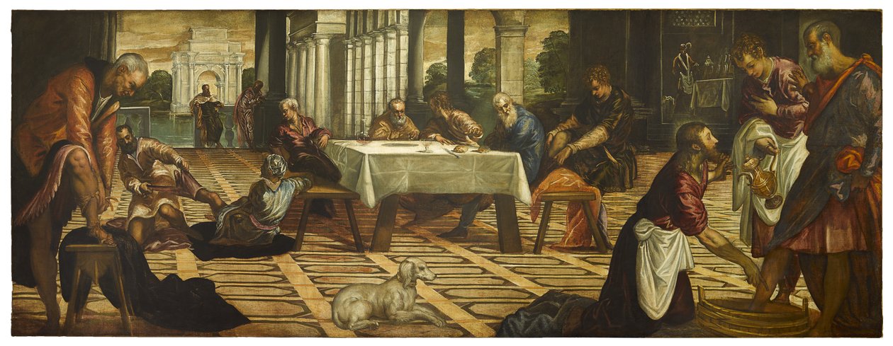 Christus wäscht seinen Jüngern die Füße von Jacopo Robusti Tintoretto