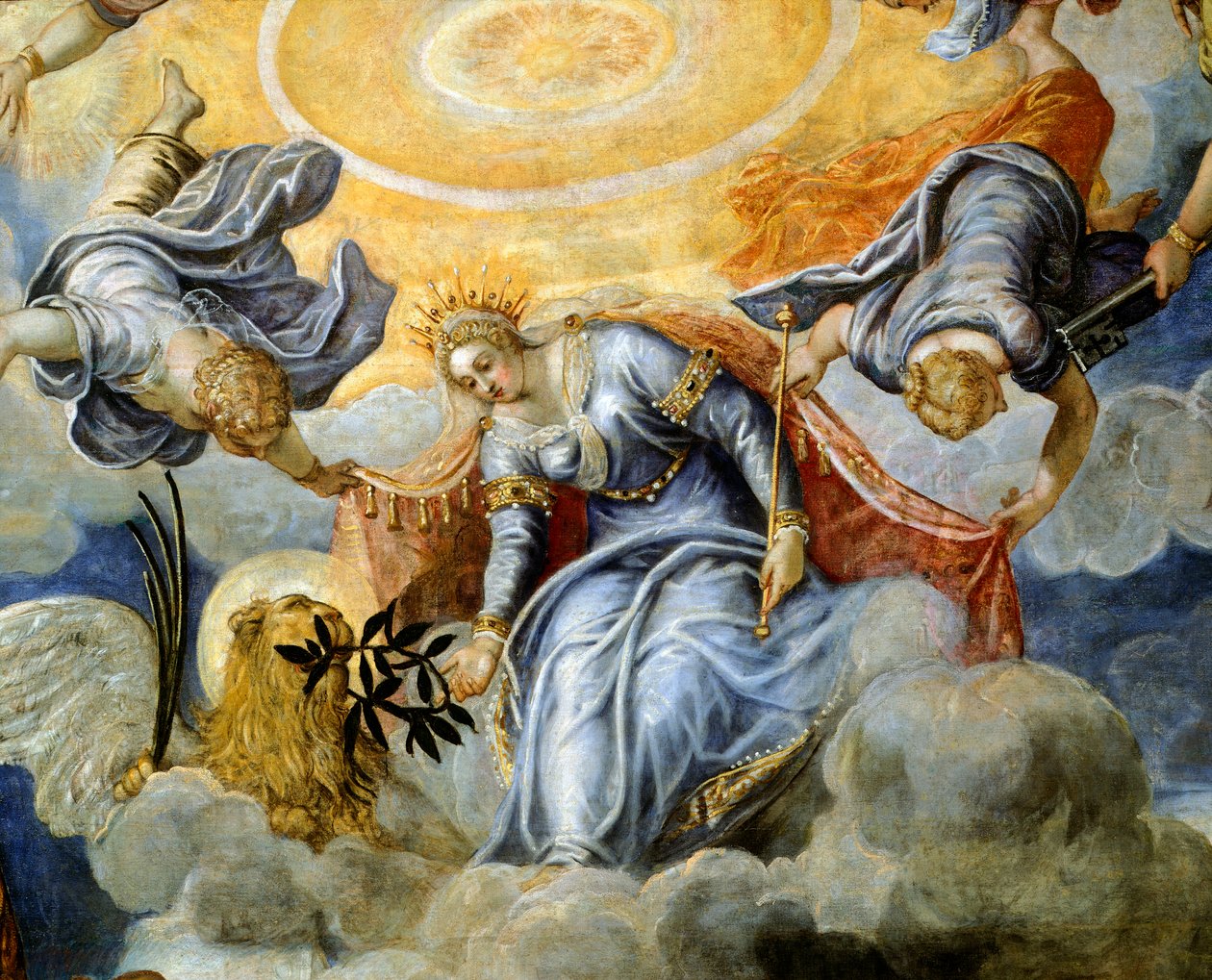 Doge Niccolo da Ponte erhält einen Olivenzweig von Venedig (Detail) von Jacopo Robusti Tintoretto
