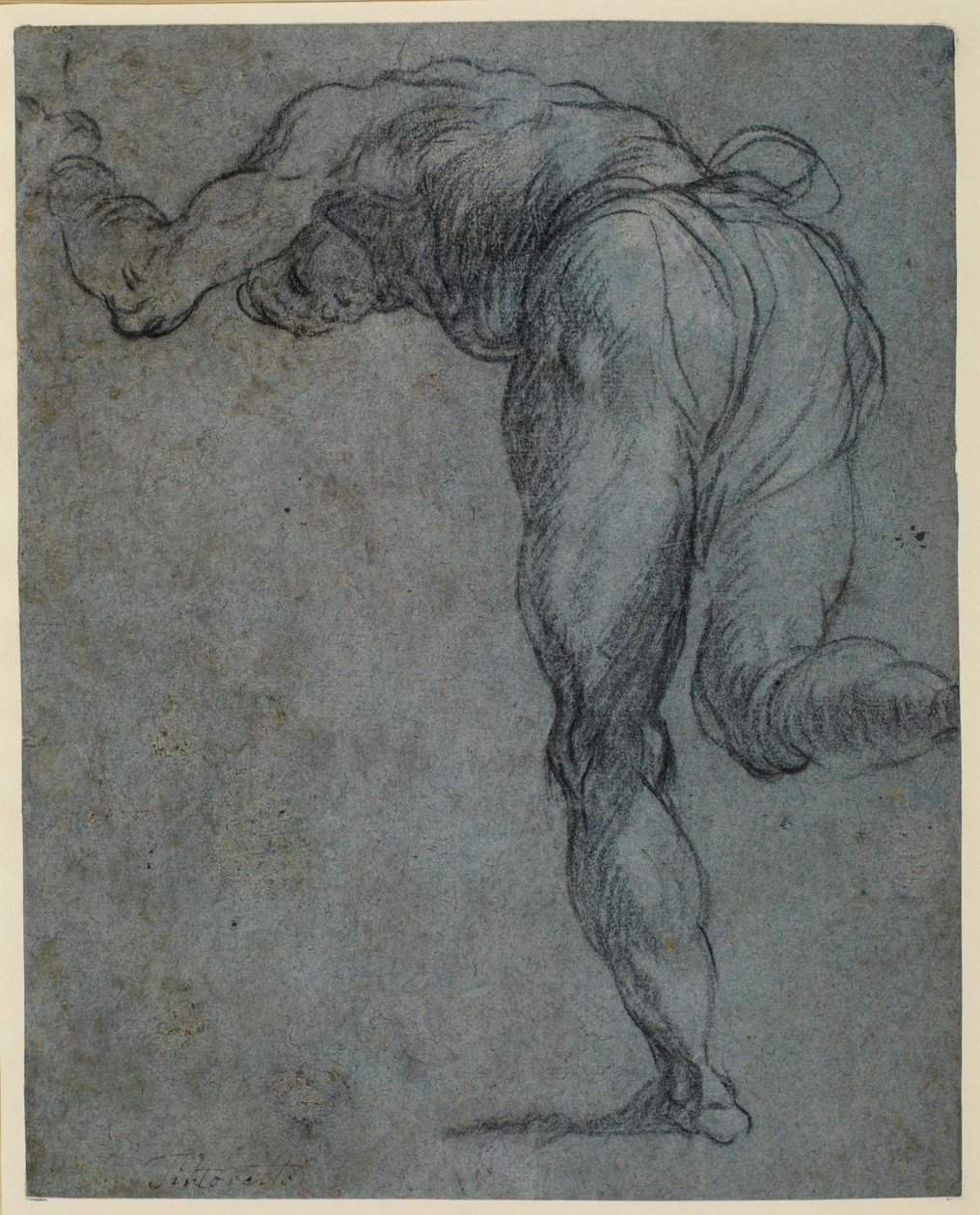 Studie einer sich nach vorne beugenden männlichen Figur, 1575-um 1585 von Jacopo Robusti Tintoretto
