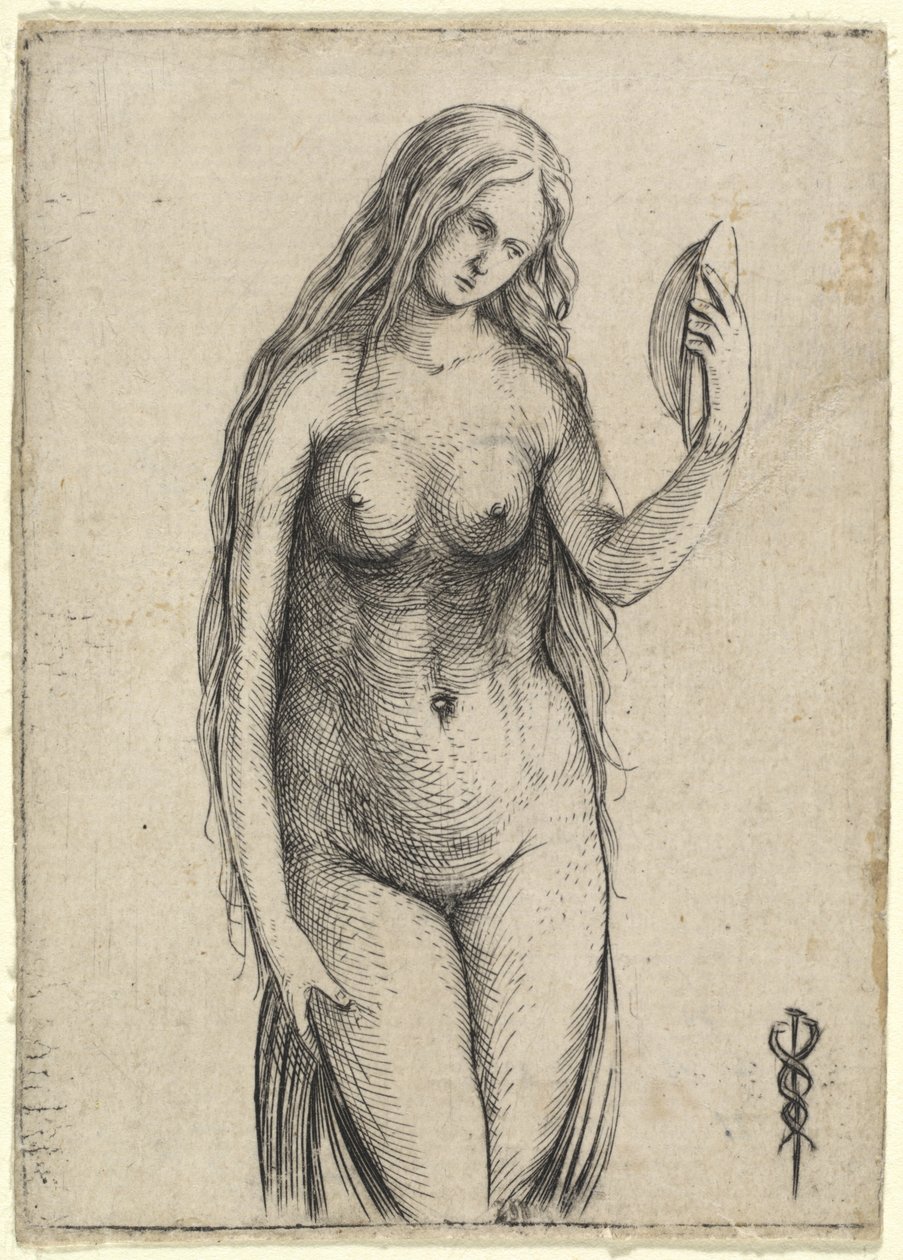 Nackte Frau hält einen Spiegel (Allegorie der Eitelkeit) von Jacopo de
