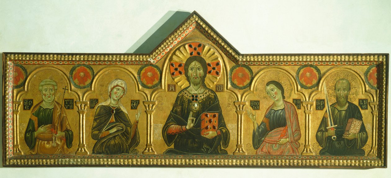 Der Erlöser mit der Madonna und drei Heiligen (Detail) von Jacopo di Meliore