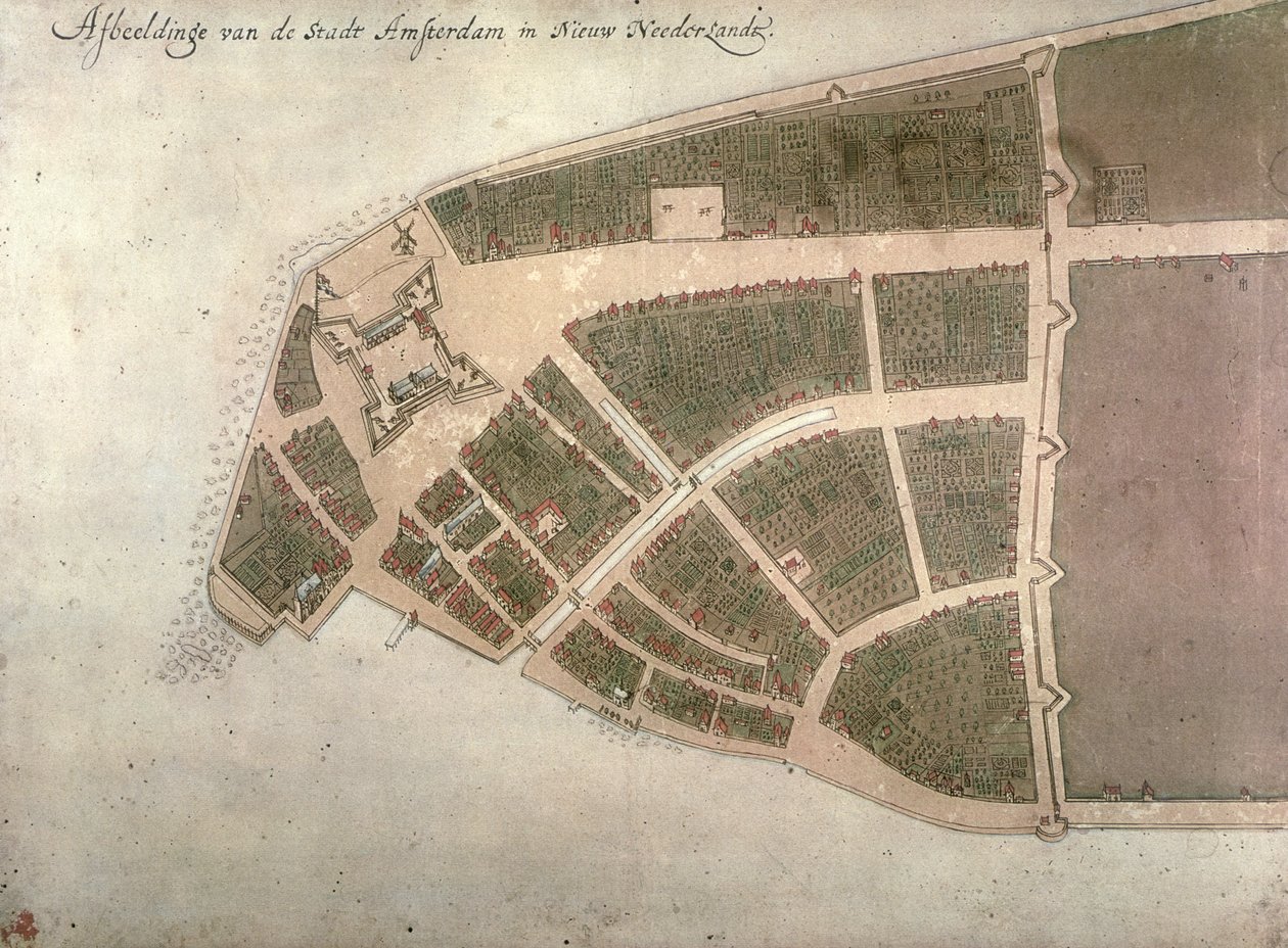 Ansicht von Neu-Amsterdam, Costello-Plan, 1660 von Jacques Cortelyou