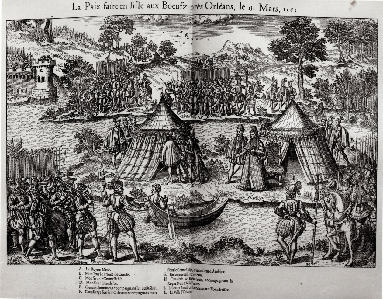 Der Frieden auf der Insel aux Boeufs, in der Nähe von Orleans am 13. März 1563 von Jacques Tortorel