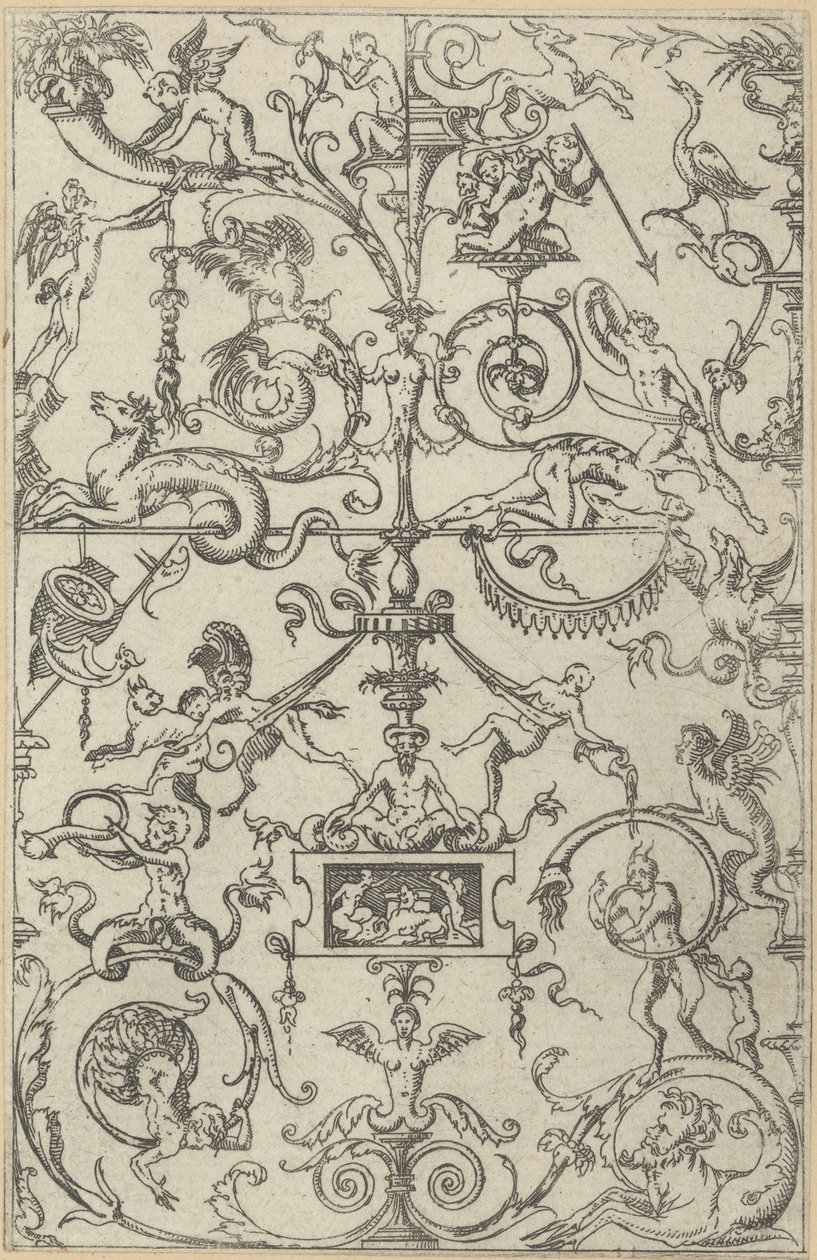 Groteskes Panel, 1550 von Jacques Androuet Du Cerceau