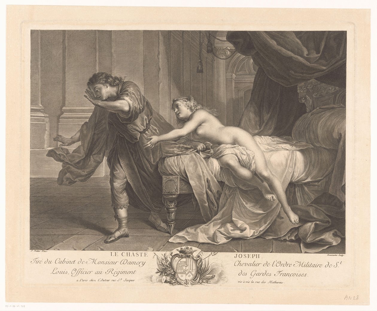 Joseph widersteht der Versuchung von Potifars Frau von Jacques Beauvarlet