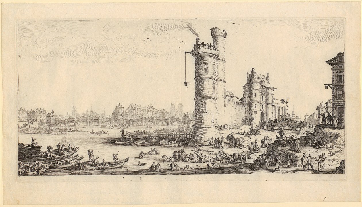 Ansicht des Pont-Neuf, Blatt 2 der Folge „Die zwei großen Paris-Ansichten“ von Jacques Callot