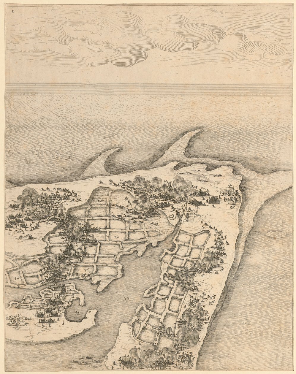 (Ausschnitt) Belagerung der Zitadelle von St. Martin auf der Île de Ré von Jacques Callot
