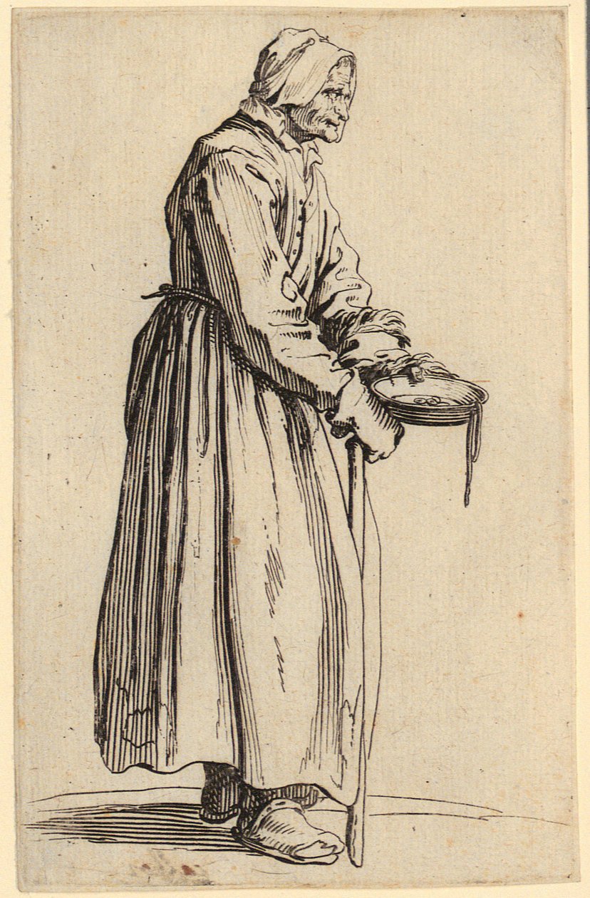 Bettlerin mit Teller, Blatt 20 der Folge „Die Bettler“ von Jacques Callot