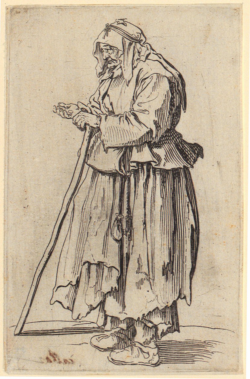 Bettlerin mit ihren Almosen, Blatt 23 der Folge "Die Bettler" von Jacques Callot