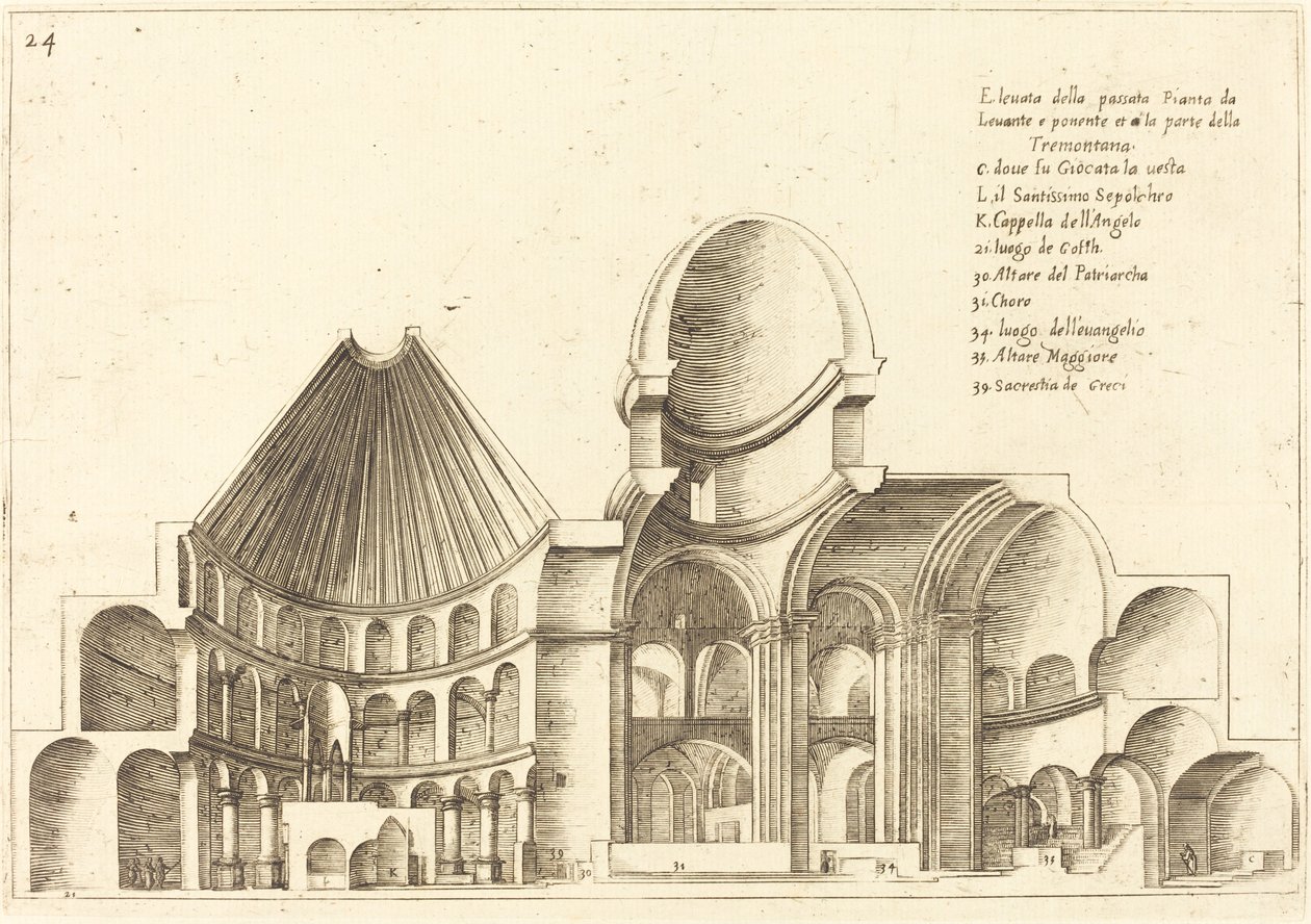 Querschnitt der Kirche des Heiligen Grabes von Jacques Callot