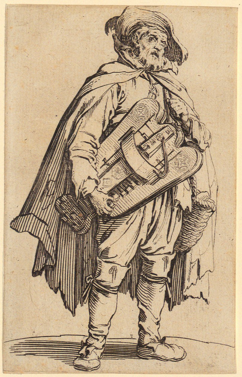 Drehleierspieler, Blatt 2 der Folge „Die Bettler“ von Jacques Callot
