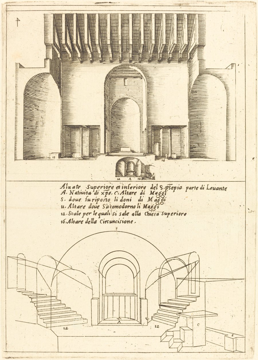 Aufriss der Kirche der Heiligen Krippe von Jacques Callot