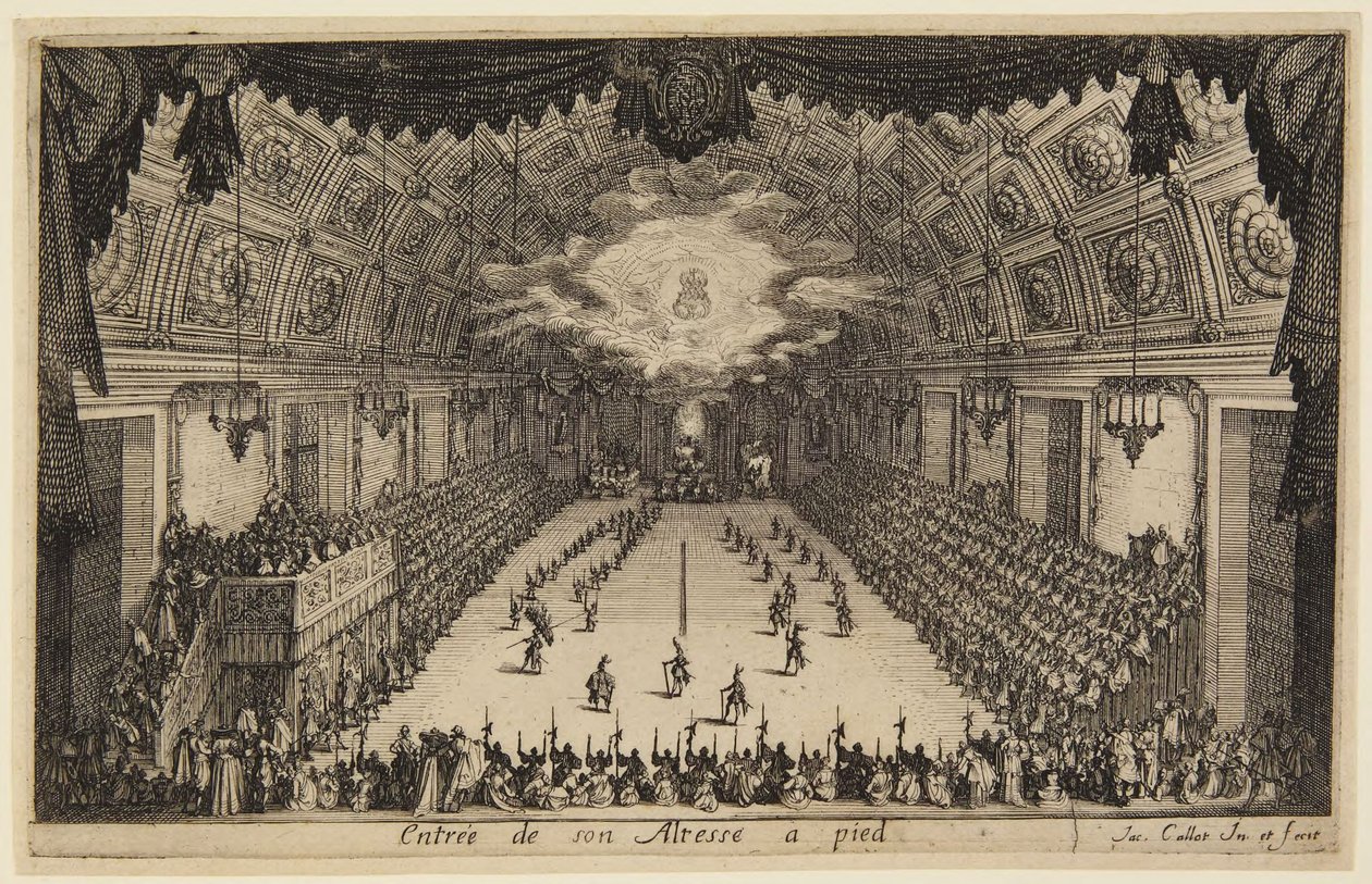 Einzug zu Fuß, aus der Serie Le Combat à La Barrière (Der Kampf an der Barriere) von Jacques Callot