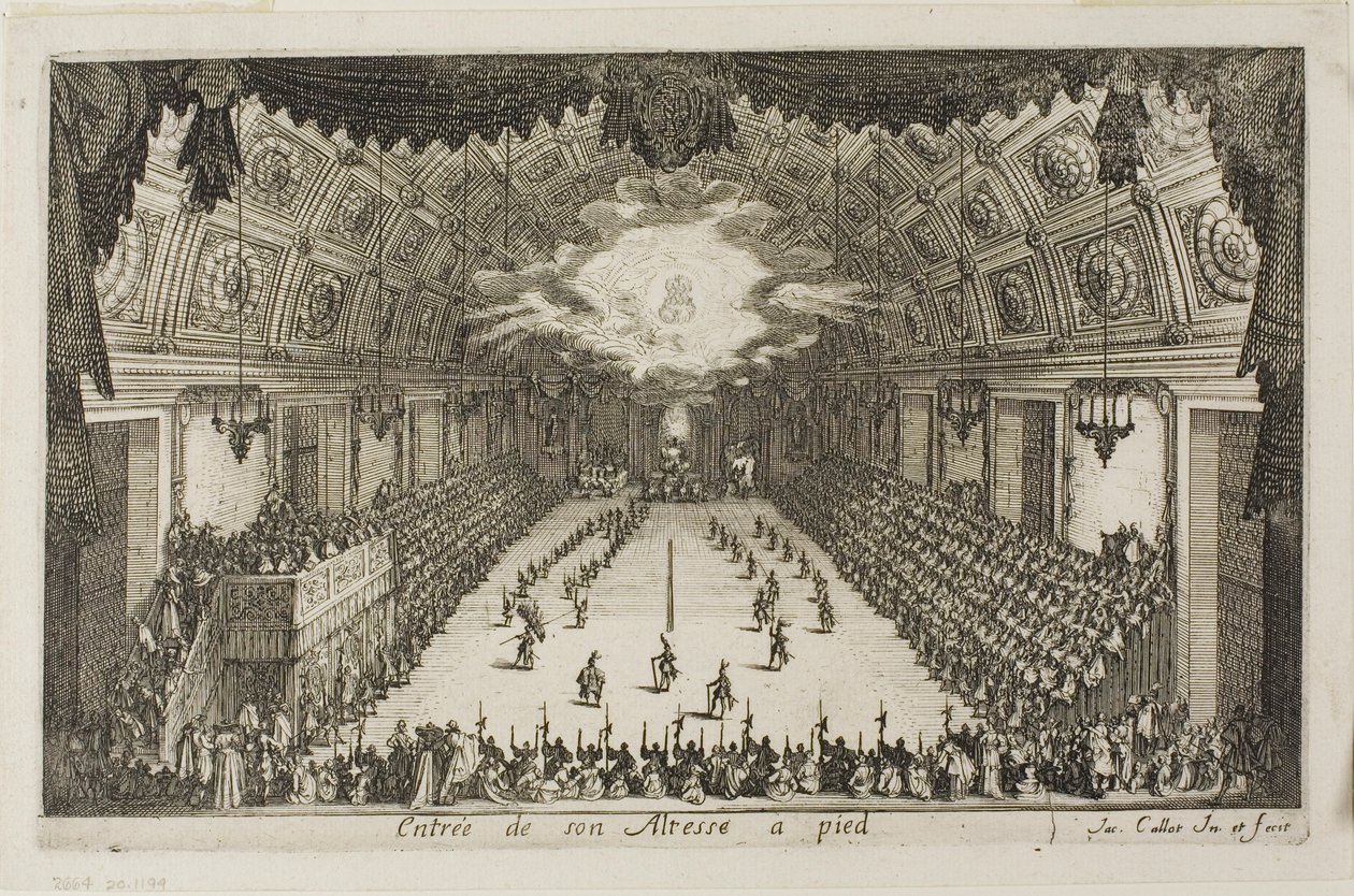 Einzug Seiner Hoheit zu Fuß, aus dem Kampf an der Barriere von Jacques Callot