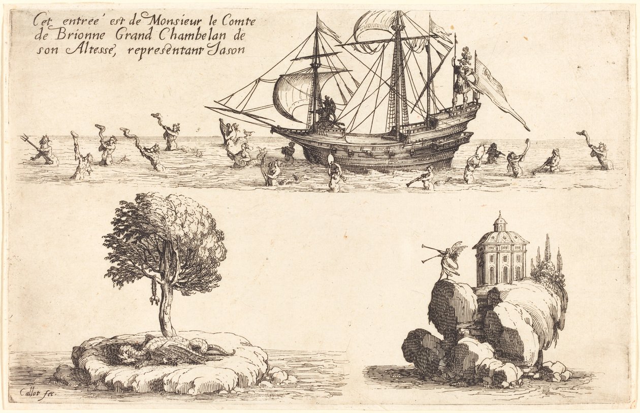 Einzug von M. le Comte de Brionne, Großkämmerer Seiner Hoheit, Darstellung von Jason, 1627 von Jacques Callot